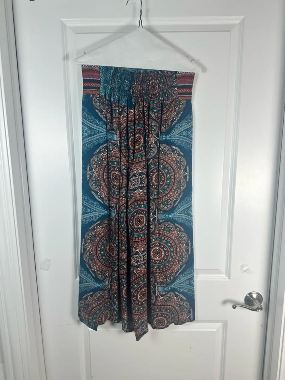 Boho Wide-Leg Printed Trousers - Blue Multi - Picture 5 of 7